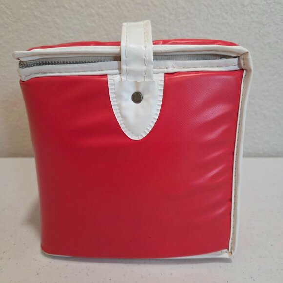 Coca Cola Vintage Lunch Bag Zippered Red Cooler Vinyl - Picture 6 of 14